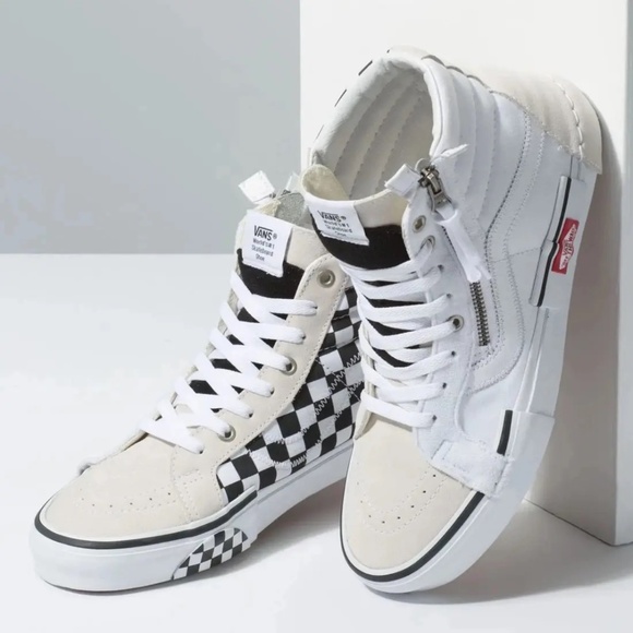 Vans Checkerboard SK8-HI White Gray Reissue Cap Toe Size 9.5 Mens 11 Women's - Picture 1 of 11